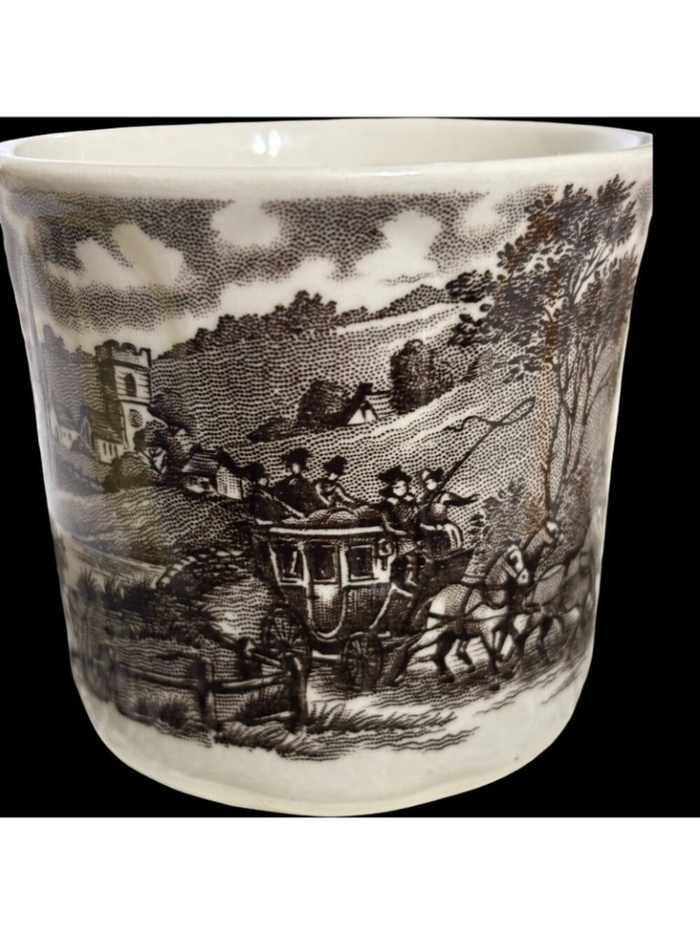 Antique J&G Meakin Stratford Stage Transferware Teacup & Saucer | Black Stafford - Picture 3 of 7